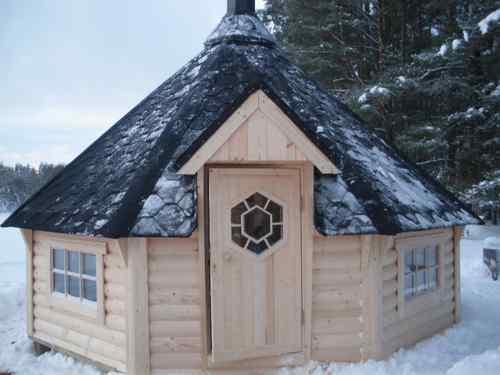 Grillkota Grillhütte 14,9m², 45mm Wandstärke, inkl. Grillanlage
